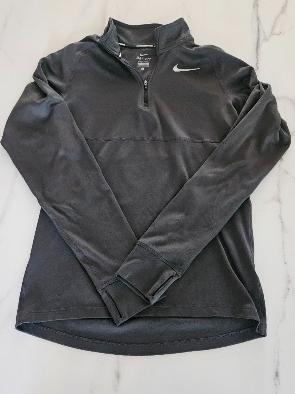 Nike Dri-FIT Women's Charcoal Gray 1/4 Zip Pullover Thumbhole Running Top Size S